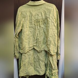 J.Jill Lime Green Linen Skirt & Jacket Set